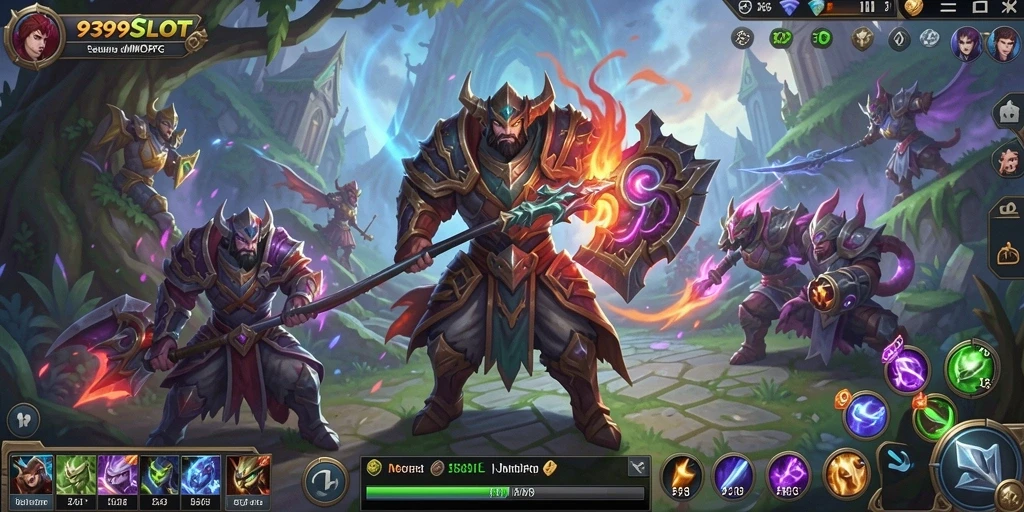 Tampilan gameplay menarik dari 9399SLOT yang menunjukkan aksi pertarungan di dunia MMORPG.