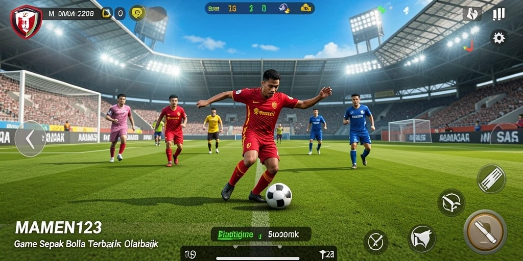 Tangkapan layar MAMEN123 menampilkan aksi seru di lapangan sepak bola.