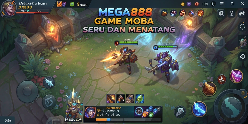Tampilan seru gameplay MOBA MEGA888 dengan aksi mendebarkan.