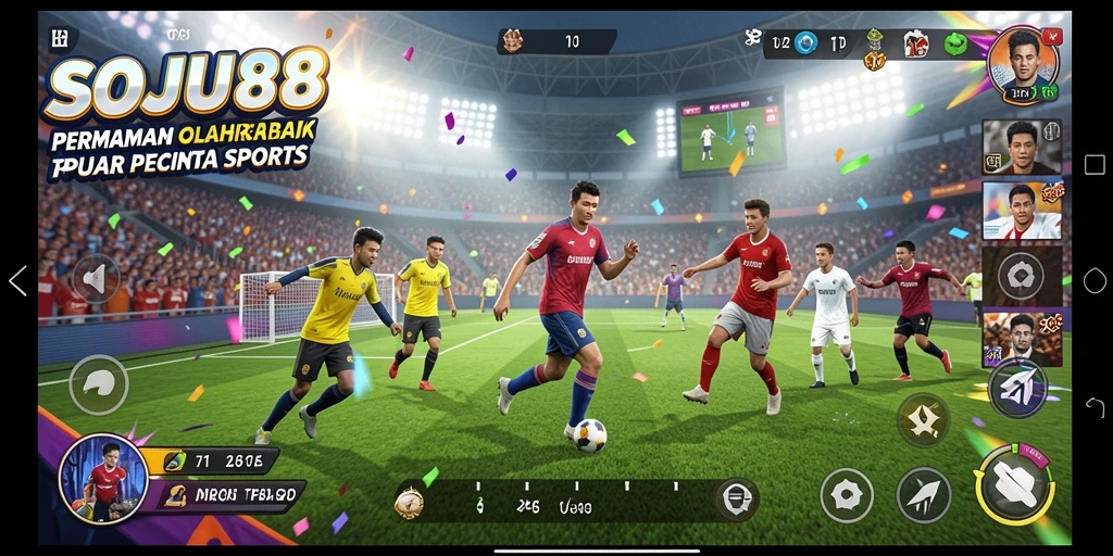 Screenshot dari gameplay SOJU88 menampilkan aksi olahraga yang mendebarkan.