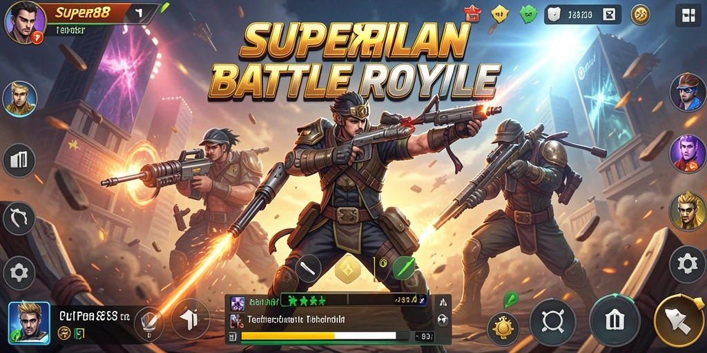 Screenshot gameplay SUPER88 menampilkan aksi seru dalam pertempuran Battle Royale.